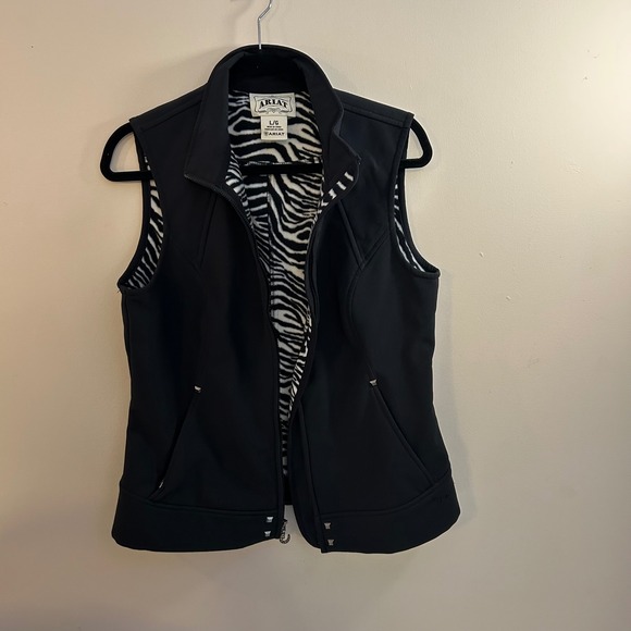 ARIAT Womens Large Black Vest Lined Vest Zebra Print Equestrian Wear - Picture 1 of 6